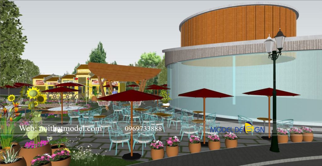 Model Design lựa chọn trang trí cây xanh cho dự án thiết kế quán cà phê Gò Vấp mặt tiền 4m
