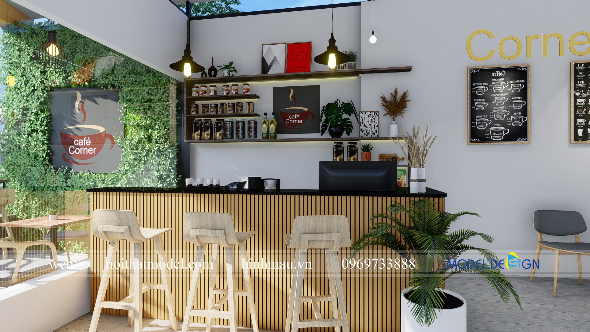Gợi ý thiết kế quán cafe mặt tiền 4m tại Gò Vấp TPHCM - Model Design