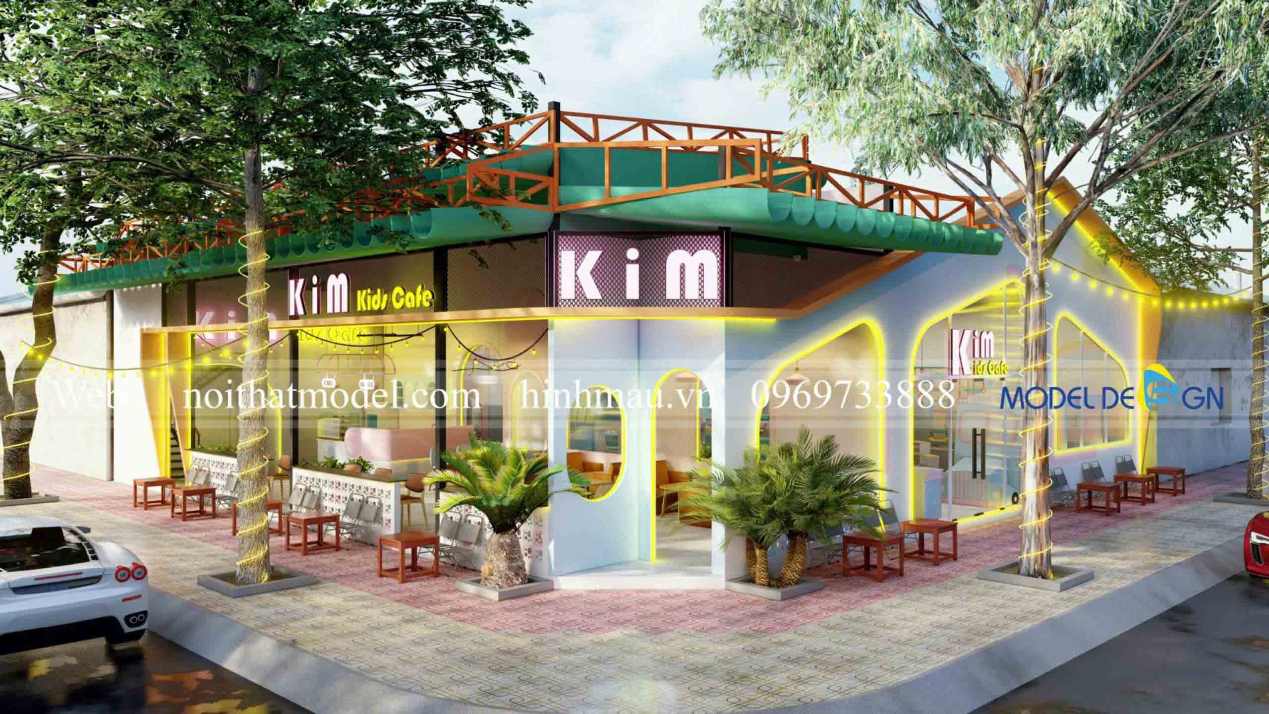 Thiết kế quán cafe 2 mặt tiền - cafe kim