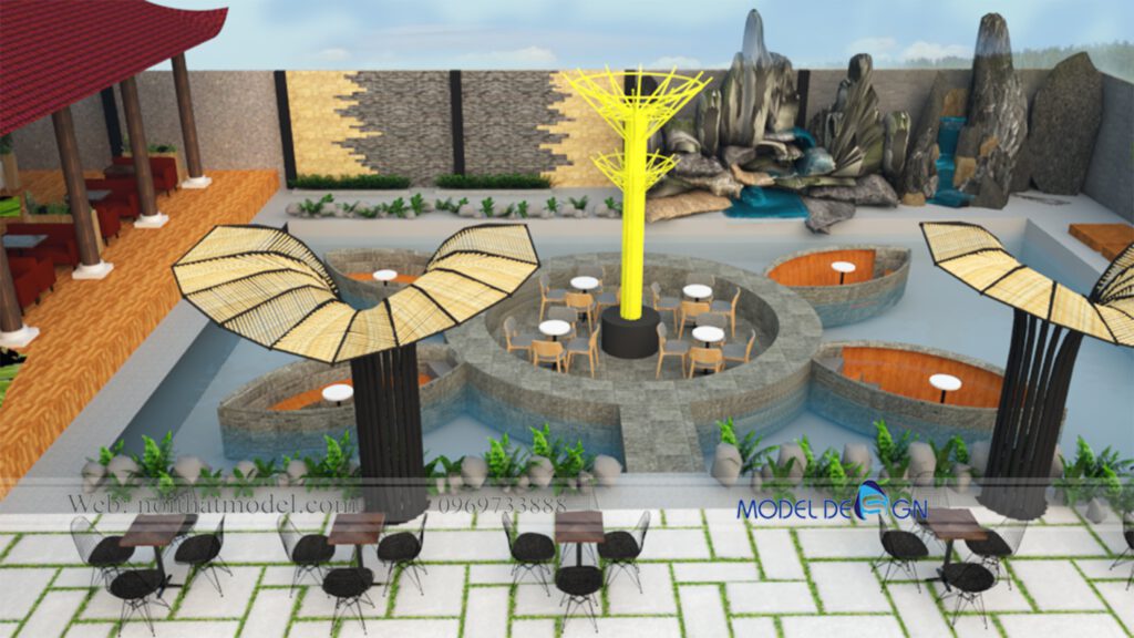 Thiết kế quán cafe sân vườn cá koi tại quận 6 TPHCM