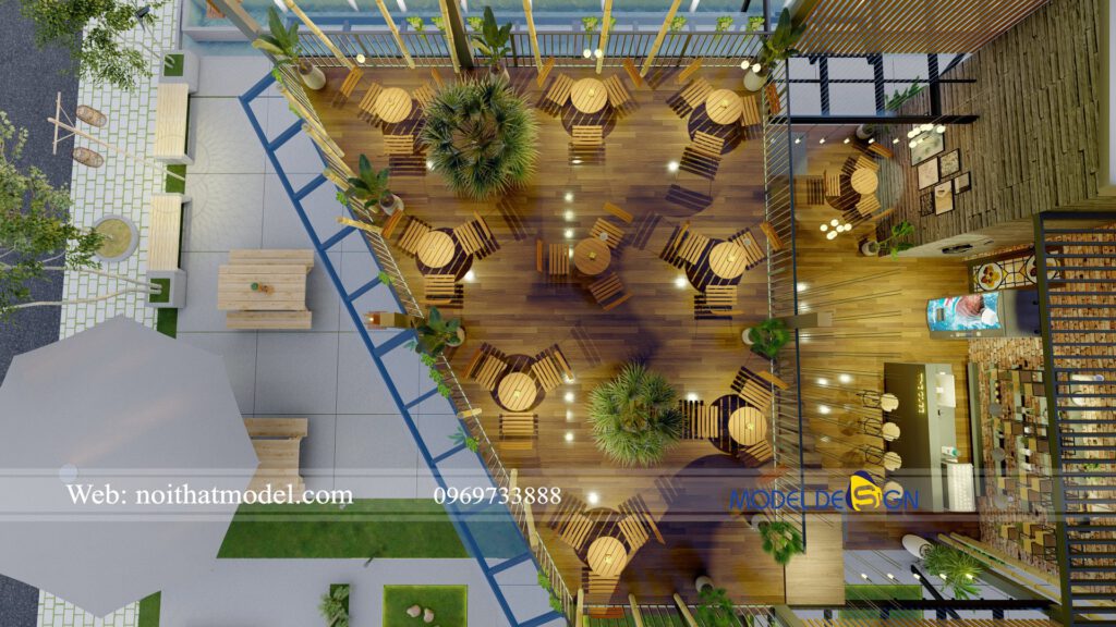 Lắp đặt hệ thống ánh sáng cho quán cafe mở trên sân thượng